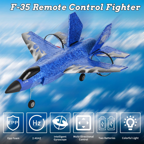 Avión Rc F35 2 Ch Fighter 24 Ghz Con Giroscopio 6 Ejes Color