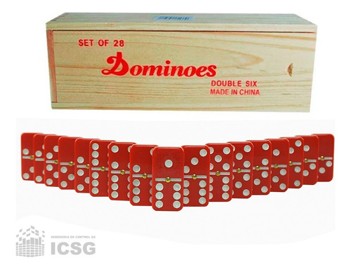 Dominoes Set De 28 Piezas - Caja Madera Aeroplane Color Rojo