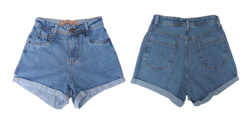 Imagem 2 de 7 de Short Brim Jeans Cintura Alta Hot Pants Coloridos Kit C/3