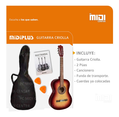 Guitarra Criolla Clasica Con Funda Y Puas Varios Colores