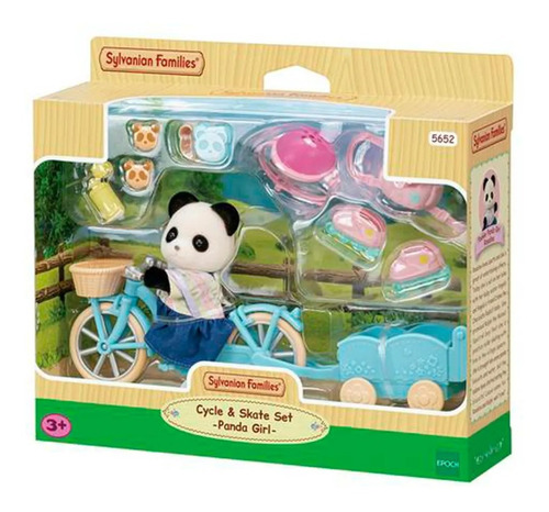 Figura Sylvanian Families Panda En Bicicleta C/ Accesorios 