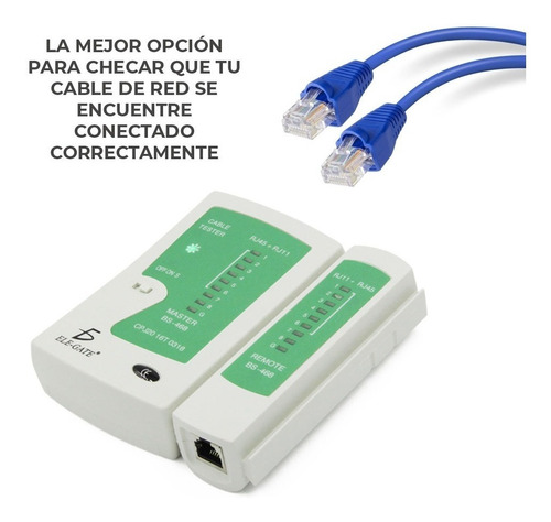 Imagen 4 de 5 de Kit Ponchadora + Pelador + Tester + 100 Plugs Cat6 Red Rj45