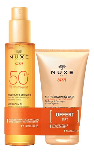 Nuxe-aceite Bronceador Spf50 150ml + Leche Refrescante 100ml