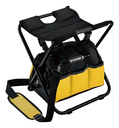 Banqueta Bolsa Ferramentas Assento 7 Bolsos Bomvink Bom-7704 Cor Preto