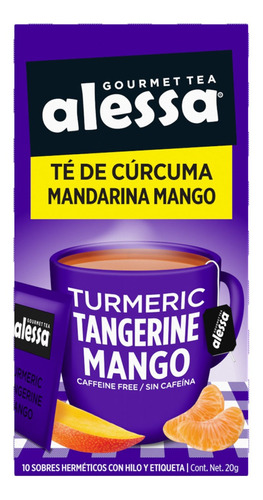 Té Gourmet Alessa Turmeric Tangerine Mango 10 Sobres 20g