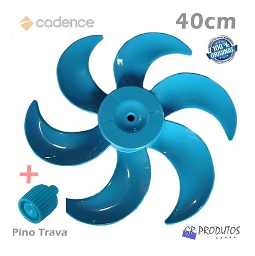 Hélice + Trava Vent Cadence Eros Supreme 40cm 6 Pás Azul