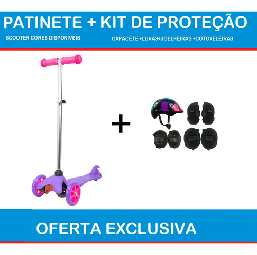 Imagem 1 de 1 de Patinete Scooter  Infantil 3 Rodas + Kit De Seguranca