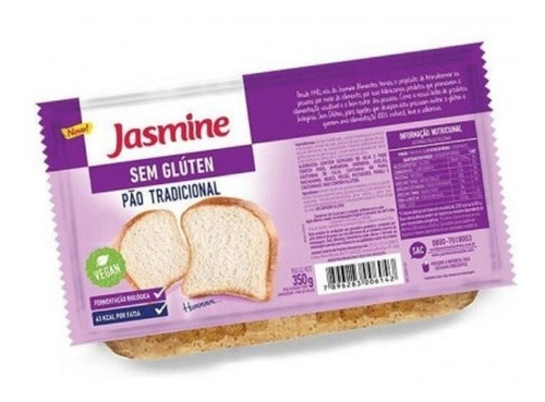 Pão Tradicional Sem Glúten 350g Jasmine Kit 4 Unidades