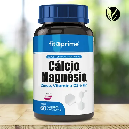 Suplemento en cápsulas de calcio, magnesio y zinc, vitamina D3, vitamina K2, Fitoprime Pot, 60 cápsulas de gelatina blanda