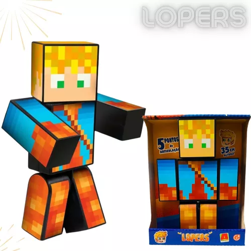 Boneco Minecraft Gamer r Lopers 35cm Streamers+brinde