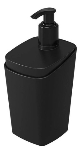 Dispenser Porta Sabonete Líquido Álcool Em Gel Square 350ml Cor Preto