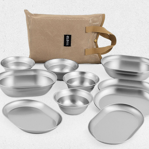 Juego De Platos Y Tazones De Acero Inoxidable, Utensilios