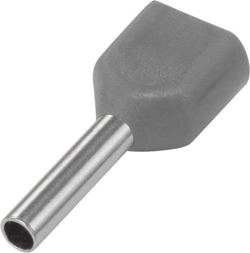 1000 X Terminal Conector Tubular Ilhós Duplo 0,75mm Cinza