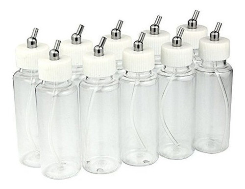 10 X Aerógrafo 80 Cc Plástico Tarros De Botellas Tapas