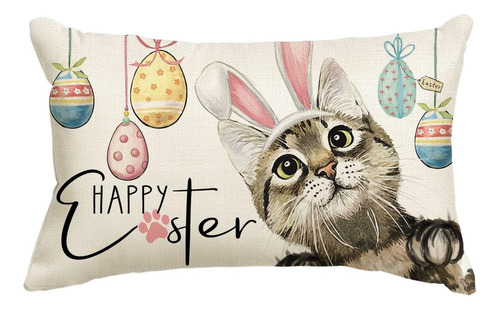 Funda De Cojín Felices Pascuas Orejas De Conejo Gato, ...