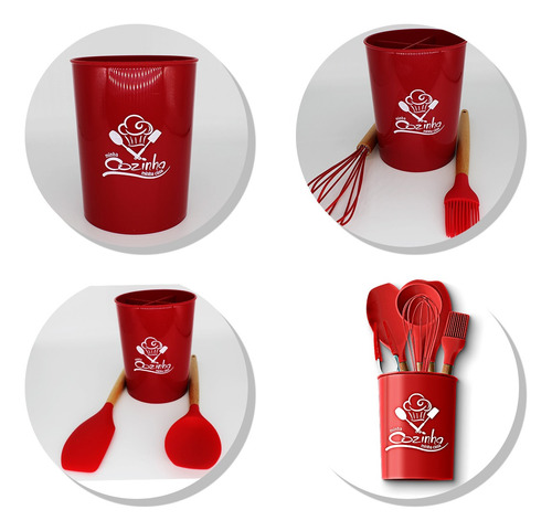 Imagem 3 de 6 de Jogo De Cozinha 7 Pecas Cor Vermelho De Silicone