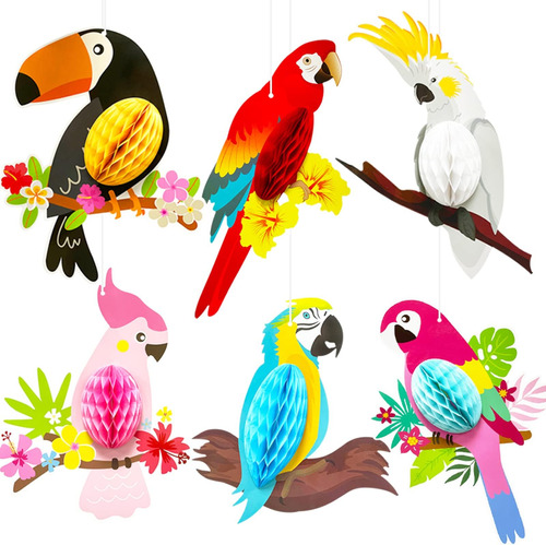 6pcs Decoraciones Para Fiestas De Pájaros Tropicales Decorac
