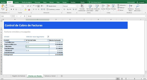 Excel Control De Cobro De Facturas