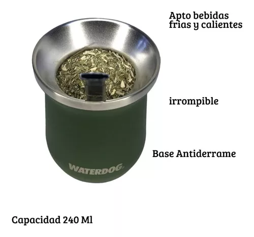 Vaso Mate Termico Waterdog Acero Inoxidable + Bombilla