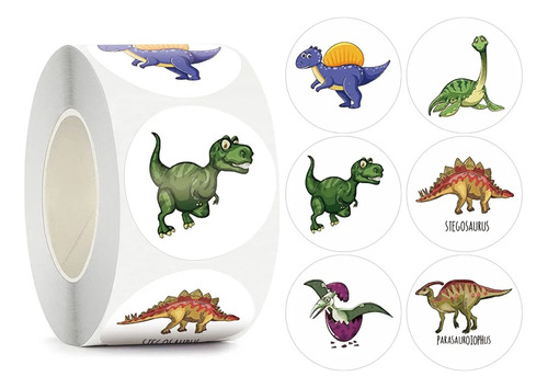 Estampa Etiqueta Adhesiva Sticker Dinosaurios Kawaii 100 Pzs