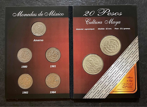 Colección Completa 20 Pesos Serie Cultura Maya En Album !