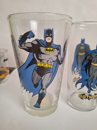 4 Vasos De Batman Y Superman Año 1999 Excelente Estado Transparente (Usado)