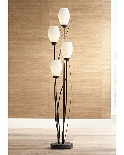 Lámpara De Pie Moderna 4-light Árbol Jengibre Negro Tulipán 