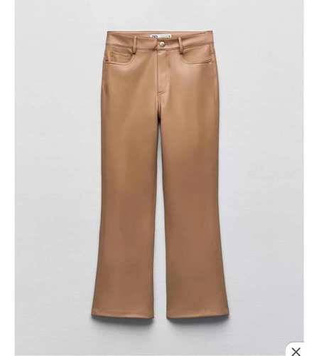 Pantalón Zara Efecto Piel Color Camel