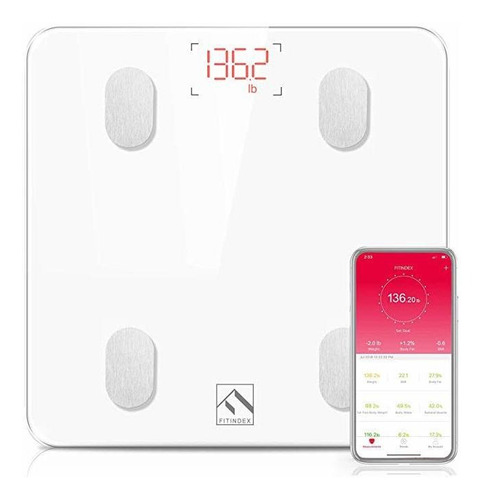 Escala De Grasa Corporal Fitindex Bluetooth, Smart Wireless 