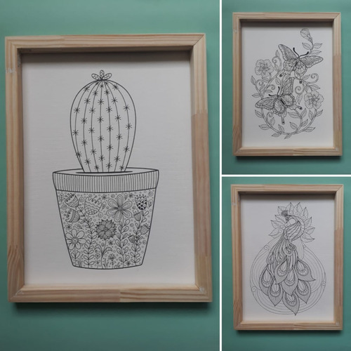 Cuadro P/pintar 17x25cm C/marco Diseños A Elección Mandalas