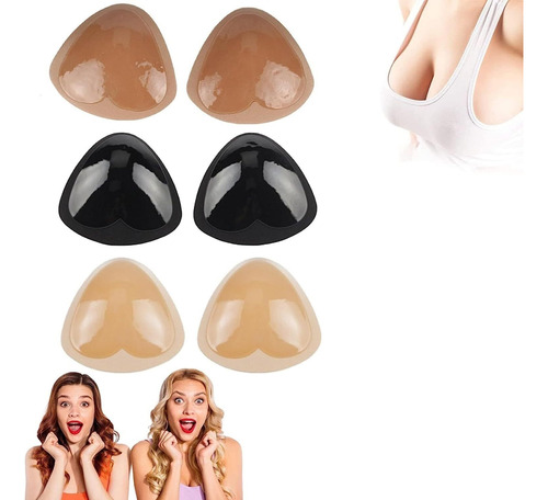 Sticky Bra Push Up Sided Sticky Silicone Triangle Pads 6 Pcs