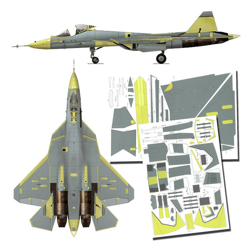Sukhoi Su-57 Esquema Construccion Papercraft