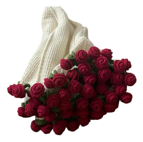 Manta Tejida A Ganchillo Con Forma Ramo Rosas For Dec
