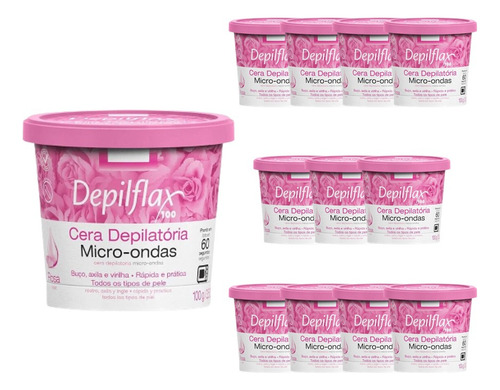 Kit 12 Ceras De Microondas P/ Depilação Rosas Depilflax 100g