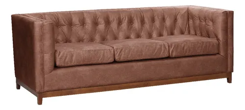 Sofa Roma 3 Cuerpos Cuero Colorado - Latam Home