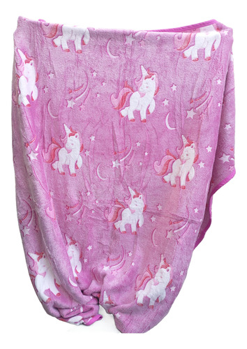 Frazada Manta Magica Luminosa Infantil Corderito Fluor 1 1/2 Unicornios Fucsia