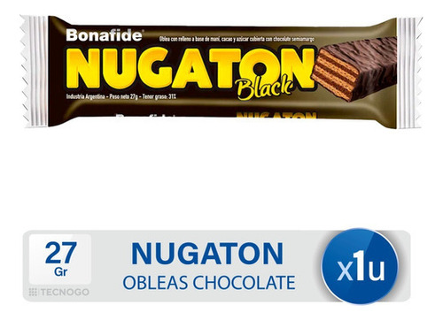 Oblea Chocolate Nugaton Black Amargo Bonafide - Mejor Precio