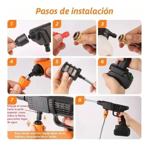 Pistola De Lavado Coche 48v Inalámbrico Alta Presión 2 Pilas