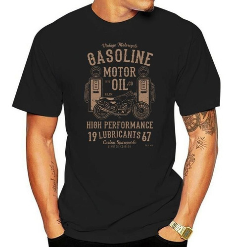 Camiseta De Motociclista Vintage De Gasolina Motor Oil Motor