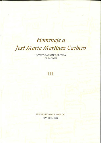 Libro Homenaje A Josã© Marã­a Martã­nez Cachero - Varios ...