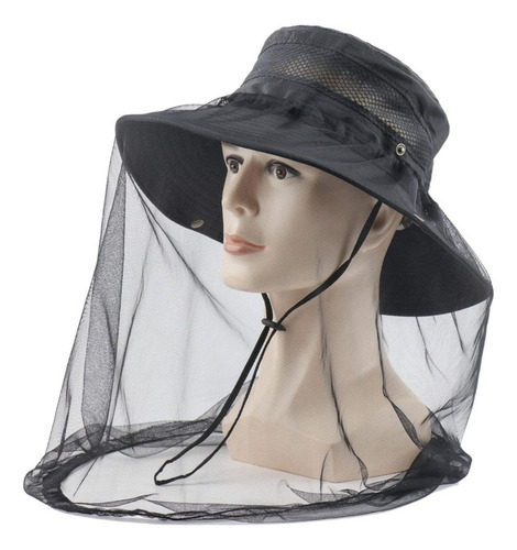 Sombrero De Sol De Ala Ancha Con Mosquitero, Sombrero Sol