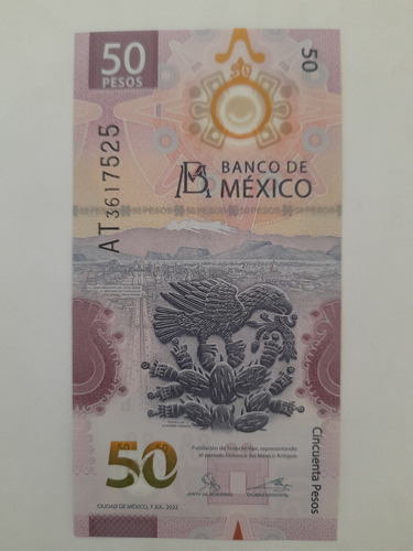 Billete 50 Pesos Mx Errores Tinta Simula Sombra Ajolote