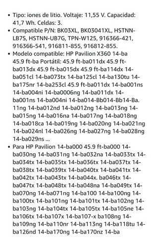 Batería Para Hp X360 14 Modelo Bk03xl