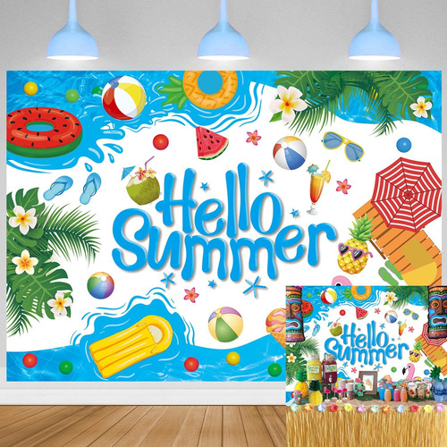 Fondo De Verano Para Piscina Hello Summer Con Texto En Inglé