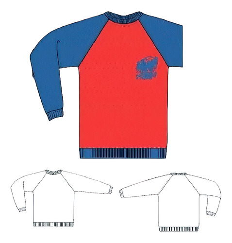 Molde Textil Unicose - Buzo Basico Raglan Hombre 0906