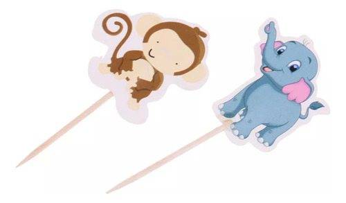 Paquete De 48 Novedad Selva Animal Cupcake Toppers