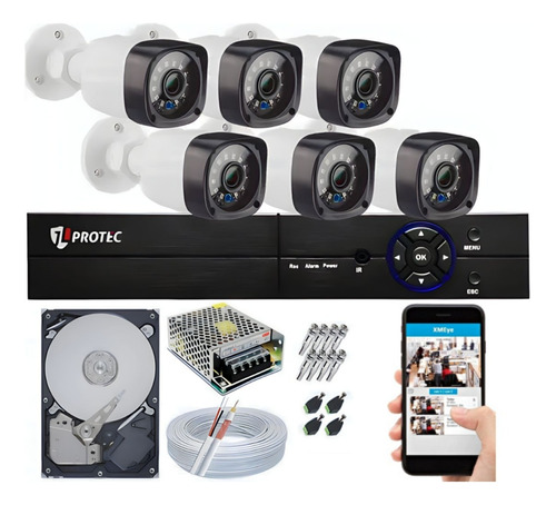 Kit Cftv Vigilância 06 Câmera Infra Digital Hd Dvr 8ch P2p