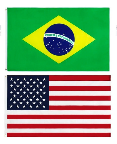 Kit Bandeiras Do Brasil + Estados Unidos Exp. 150 X 90 Cm