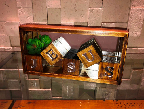 Mini Nicho E Cubos Jesus Letra Acrílico Espelhado