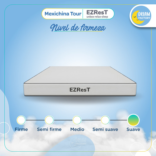 Colchón En Caja Ezrest Memory Foam Semifirme Matrimonial Blanco